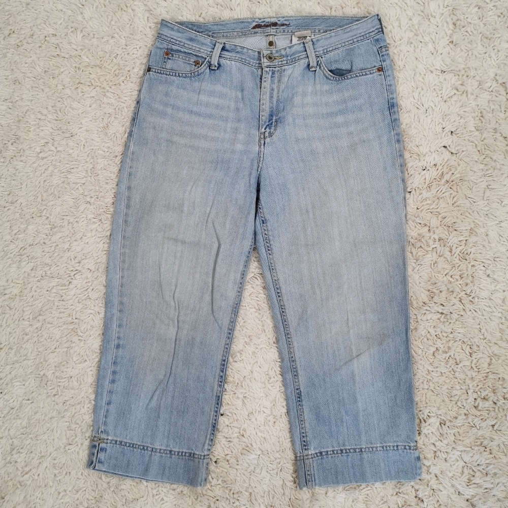 Eddie Bauer Natural Fit High Rise Faded Wash Cropped Jeans - Sz L (12-14)